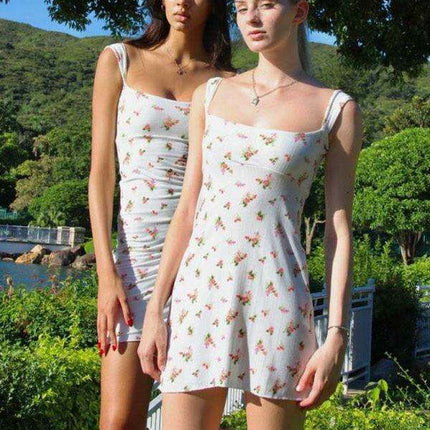 Elegant Floral Print Sleeveless Knit Dress - Women's Chic Attire