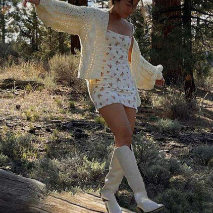 Elegant Floral Print Sleeveless Knit Dress - Women's Chic Attire