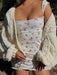 Floral Fantasy Knit Sleeveless Dress - Women's Delightful Floral Print Dress
