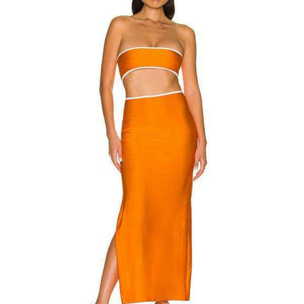 Elegant Strapless Evening Gown with Contemporary Hip Accents