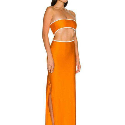 Elegant Strapless Evening Gown with Contemporary Hip Accents