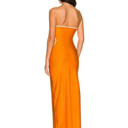 Elegant Strapless Evening Gown with Contemporary Hip Accents