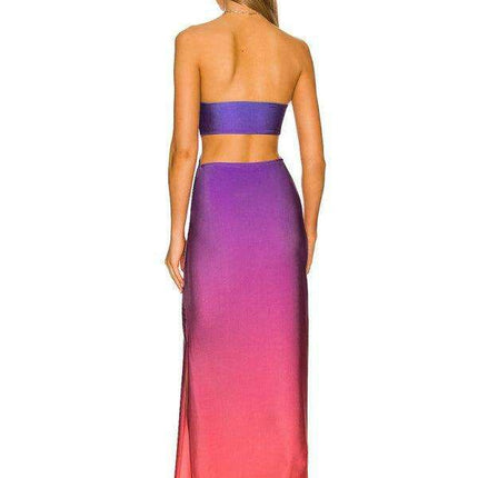 Elegant Strapless Evening Gown with Contemporary Hip Accents