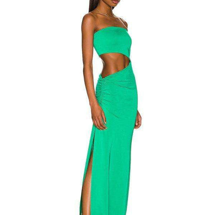 Chic Hollow Back Bohemian Maxi Dress with Elegant Hip Coverage