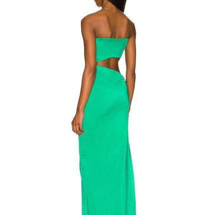 Chic Hollow Back Bohemian Maxi Dress with Elegant Hip Coverage