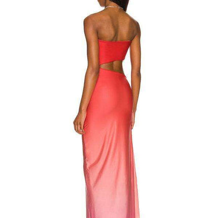 Chic Hollow Back Bohemian Maxi Dress with Elegant Hip Coverage