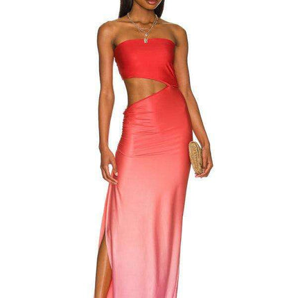 Chic Hollow Back Bohemian Maxi Dress with Elegant Hip Coverage