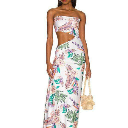 Chic Hollow Back Bohemian Maxi Dress with Elegant Hip Coverage