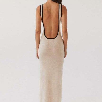 Elegant Backless Maxi Dress with Fun Hip Cutout for Effortless Style Transition
