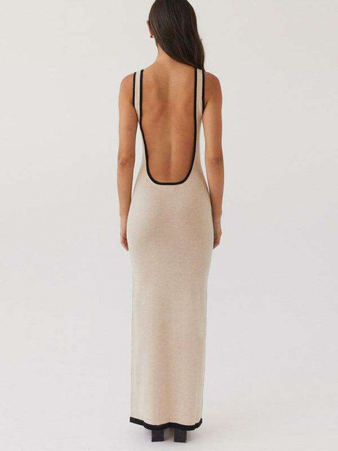 Elegant Backless Maxi Dress with Fun Hip Cutout for Effortless Style Transition