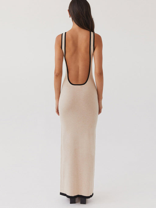 Stylish Backless Maxi Dress with Peekaboo Hip Detail and Versatile Design