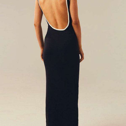 Elegant Backless Maxi Dress with Fun Hip Cutout for Effortless Style Transition