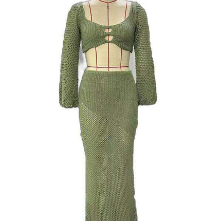 Bohemian Elegance Maxi Skirt Outfit with Adjustable Tie