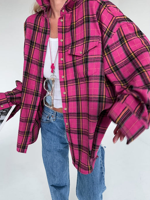Cozy Plaid Oversized Shirt - Effortlessly Stylish Women's Fashion