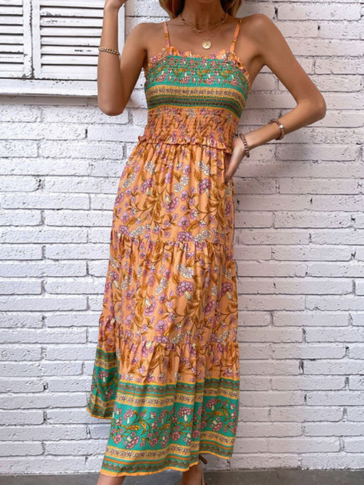 Boho Blossom Suspender Dress - Women's Floral Print Fashion Statement Piece