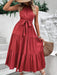 Vibrant Halterneck Midi Dress - Luxurious Rayon Apparel for Women