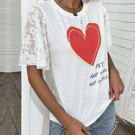 Heartwarming Style Women's Lightweight Heart Print Tee for Valentine's Day