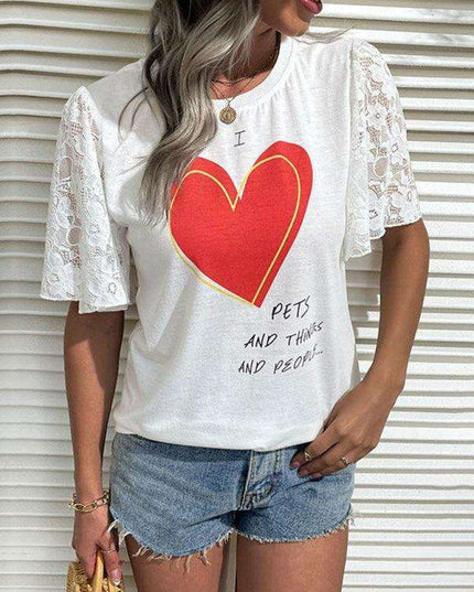 Heartwarming Style Women's Lightweight Heart Print Tee for Valentine's Day