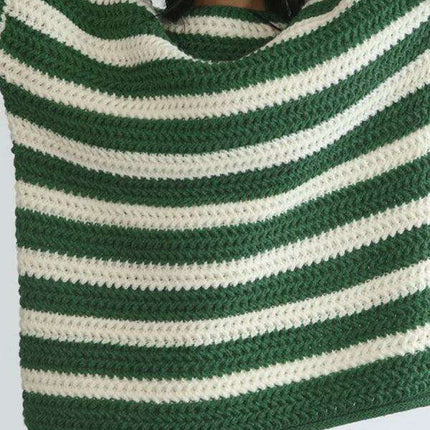 Vibrant Striped Women's Knit Pullover Sweater with Fun Collar Detail