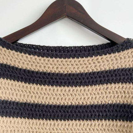 Vibrant Striped Women's Knit Pullover Sweater with Fun Collar Detail