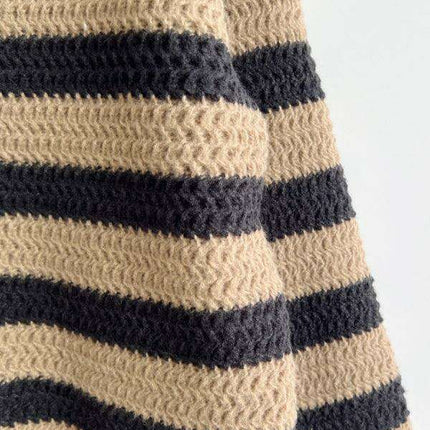 Vibrant Striped Women's Knit Pullover Sweater with Fun Collar Detail