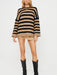 Vibrant Striped Knit Sweater with Playful Collar for Women