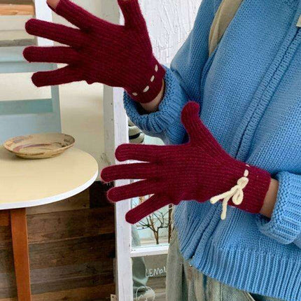 Elegant Bow-Knot Knit Fingerless Gloves for Winter