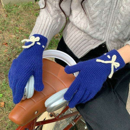 Elegant Bow-Knot Knit Fingerless Gloves for Winter