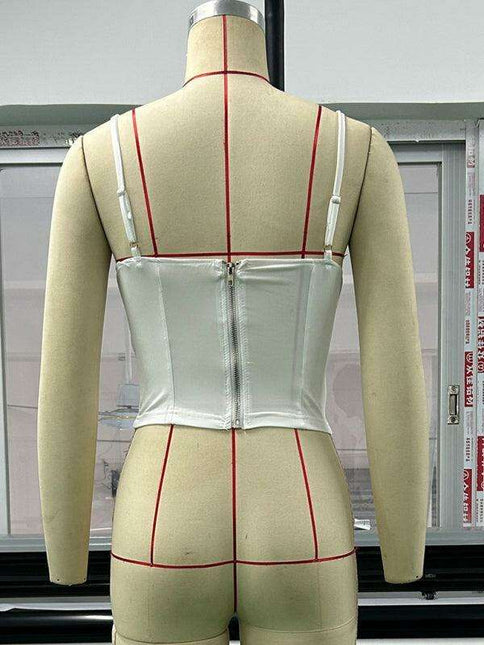 Sheer Elegance Lace Suspenders Top with Chic Back Detail