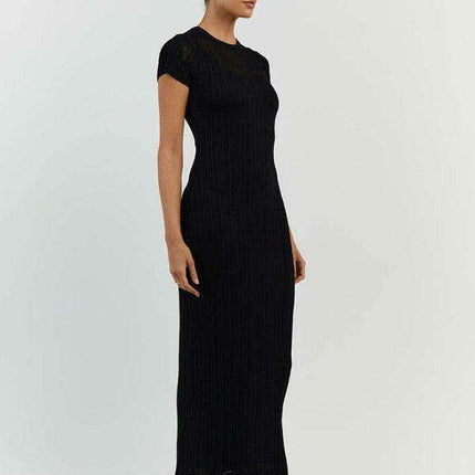 Chic Sheer Knit Dress with Elegant Waist Design - A Must-Have Versatile Addition for Every Woman's Closet