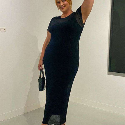 Chic Sheer Knit Dress with Elegant Waist Design - A Must-Have Versatile Addition for Every Woman's Closet