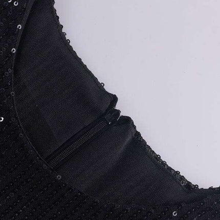 Shimmering Sequin Drop Shoulder Bell Sleeve Dress for Effortless Elegance