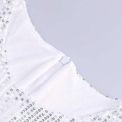 Shimmering Sequin Drop Shoulder Bell Sleeve Dress for Effortless Elegance