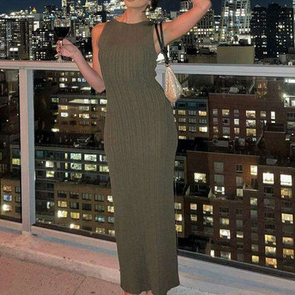 Chic Sleeveless Knit Maxi Dress for Women