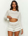 Knit Long Sleeve Crop Top and Shorts Set - Casual Knitted Co-ord