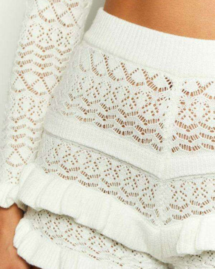 Trendy Knit Crop Top and Shorts Duo - Effortless Elegance for Any Occasion