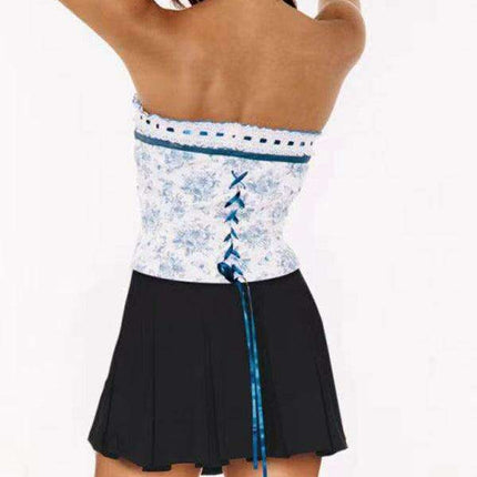 Spring Blossom Backless Floral Crop Top - Women's Bohemian Chic Fashion