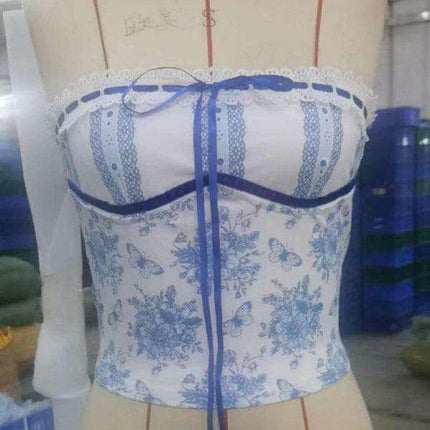 Spring Blossom Backless Floral Crop Top - Women's Bohemian Chic Fashion