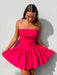 Vibrant Bohemian Strapless Mini Dress with Pleats - Women's
