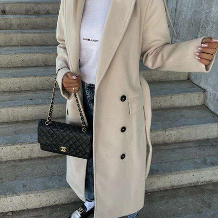 Elegant Autumn Radiance Women's Wool Blend Jacket with Stylish Button Accents