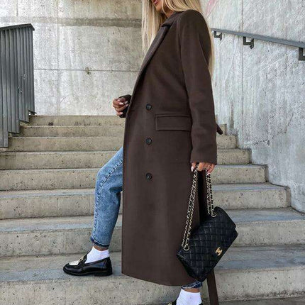 Elegant Autumn Radiance Women's Wool Blend Jacket with Stylish Button Accents