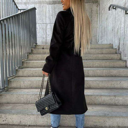 Elegant Autumn Radiance Women's Wool Blend Jacket with Stylish Button Accents