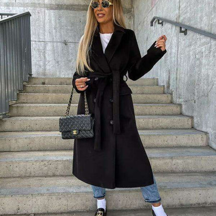 Elegant Autumn Radiance Women's Wool Blend Jacket with Stylish Button Accents