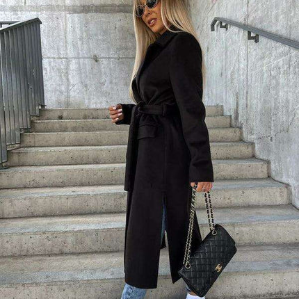 Elegant Autumn Radiance Women's Wool Blend Jacket with Stylish Button Accents