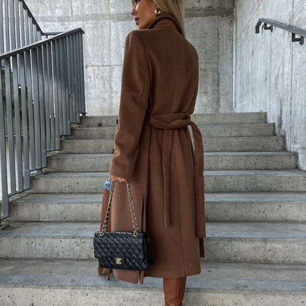 Elegant Autumn Radiance Women's Wool Blend Jacket with Stylish Button Accents