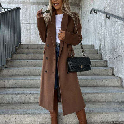 Elegant Autumn Radiance Women's Wool Blend Jacket with Stylish Button Accents