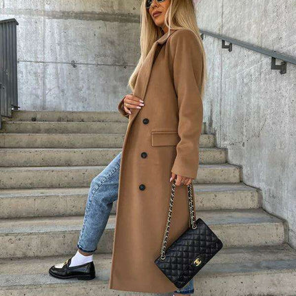 Elegant Autumn Radiance Women's Wool Blend Jacket with Stylish Button Accents