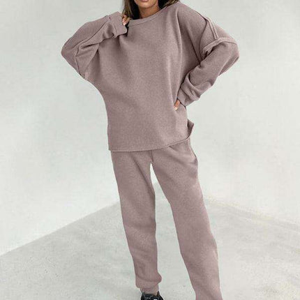 Stylish Spliced Knit Lounge Set for Ultimate Autumn-Winter Comfort