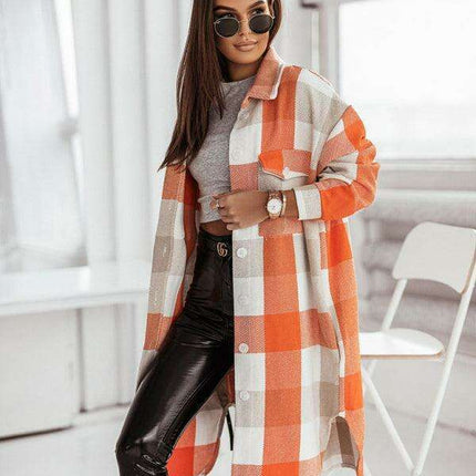 Chic Checkered Wool Blend Jacket for Stylish Autumn Outfits