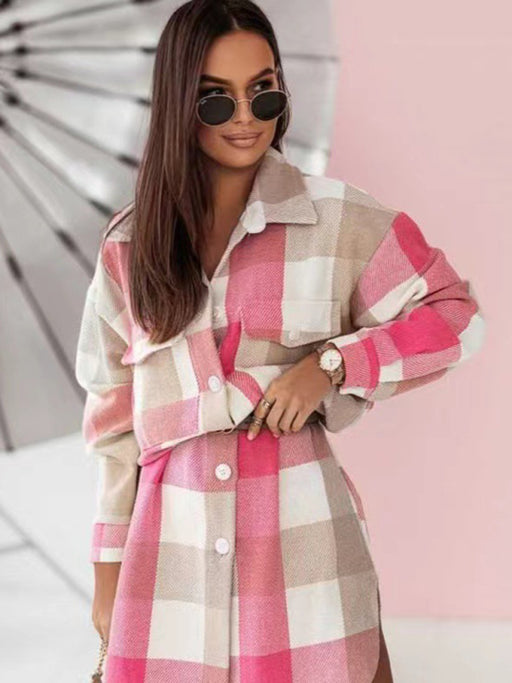 Vibrant Checkered Wool Blend Jacket for Stylish Autumn Looks